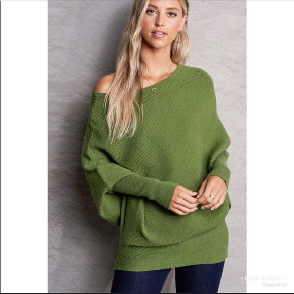 ✨RESTOCK ✨Olive Green Slouchy Sweater 🍁🌾🌱 - Picture 4 of 6